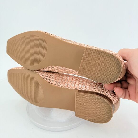 Steve Madden Womens Ryann Chain Loafers Beige Pink Rafia Square Toe Size 7 - Picture 7 of 13